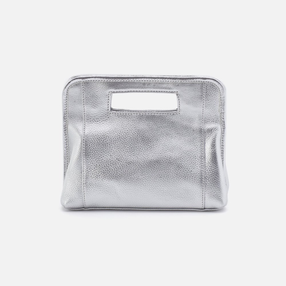 Hobo | Ace Clutch in Metallic Leather - Argento - Click Image to Close