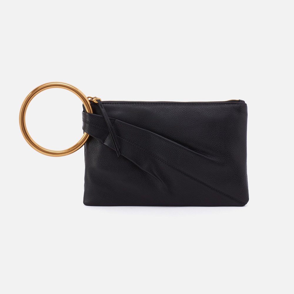 Hobo | Sheila Hard Ring Clutch in Pebbled Leather - Black