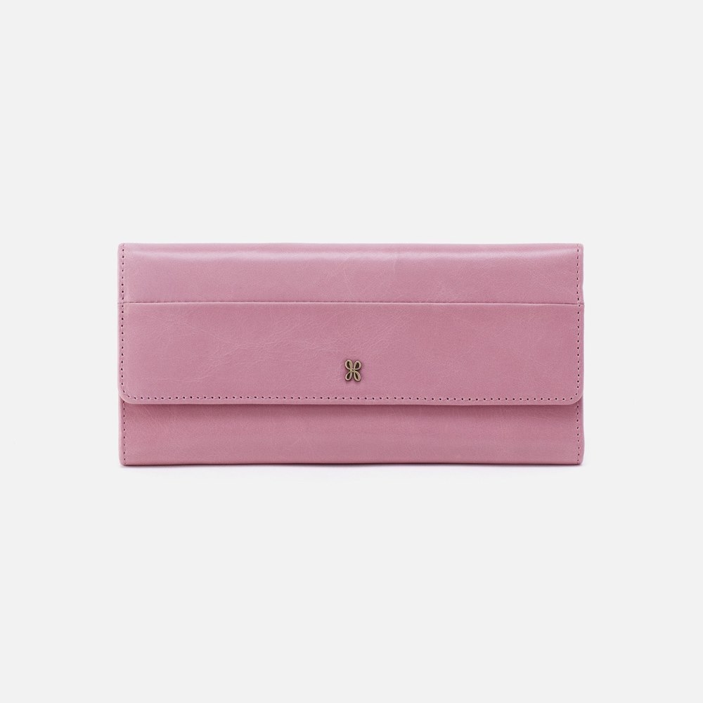 Hobo | Jill Large Trifold Wallet in Polished Leather - Lilac Rose