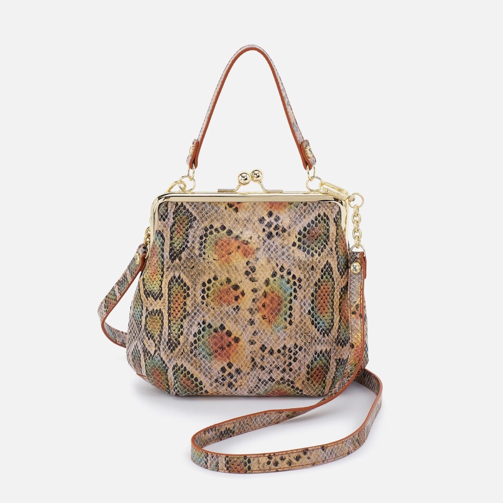 Hobo | Alba Crossbody in Printed Leather - Opal Snake Print