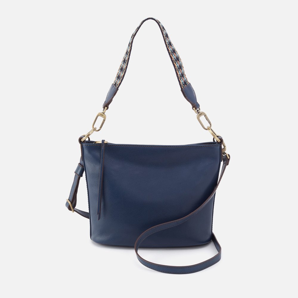 Hobo | Belle Convertible Shoulder Bag in Artisan Leather - Navy