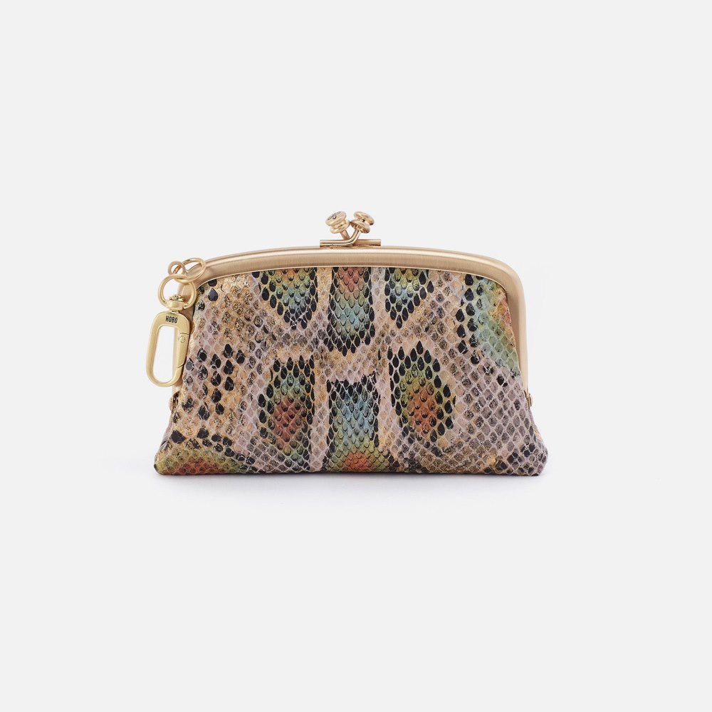 Hobo | Cheer Frame Pouch in Printed Leather - Opal Snake Print