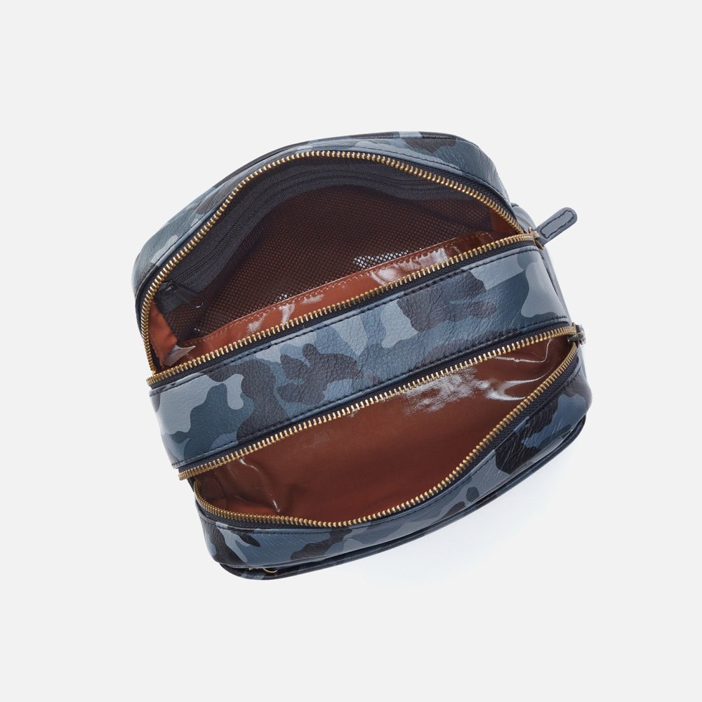 Hobo | Men's Travel Kit in Silk Napa Leather - Blue Camo