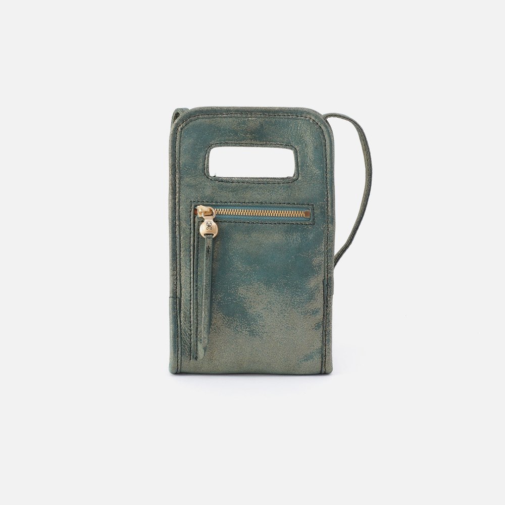 Hobo | Ace Phone Crossbody in Metallic Leather - Evergreen Shimmer