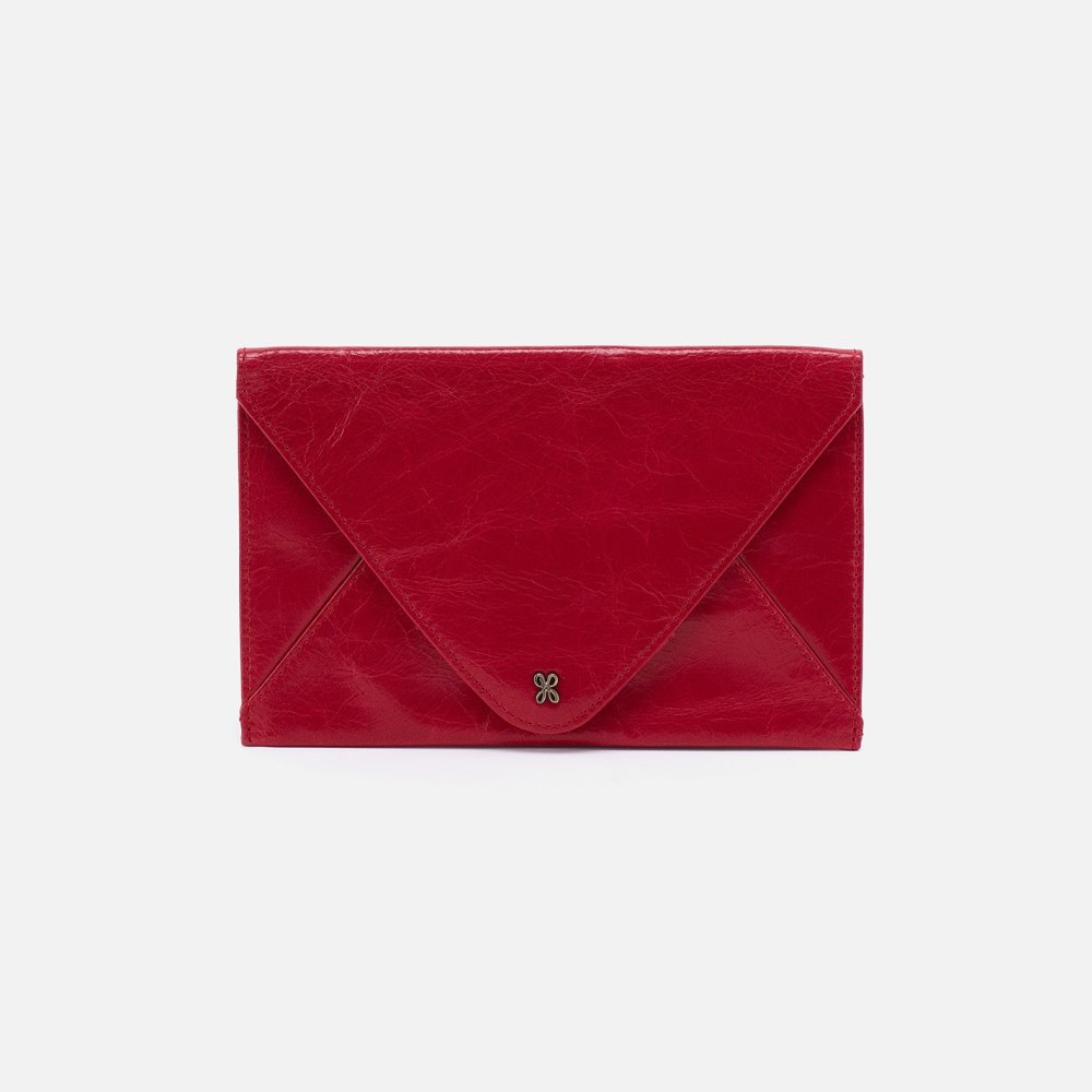 Hobo | Envelope Continental Wallet in Polished Leather - Claret