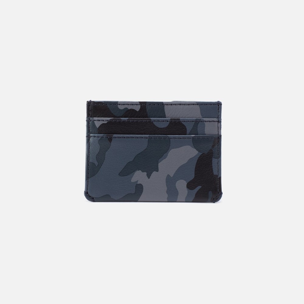 Hobo | Men's Credit Card Wallet in Silk Napa Leather - Blue Camo