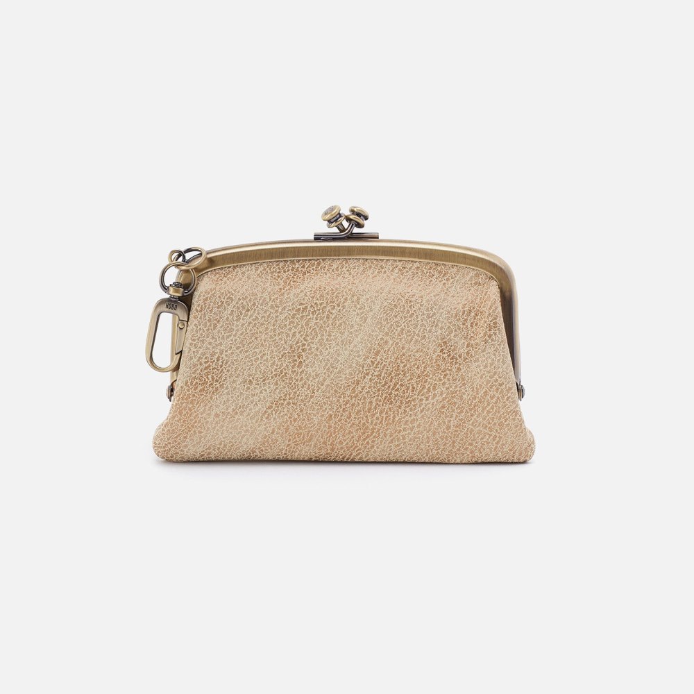 Hobo | Cheer Frame Pouch in Metallic Leather - Gold Leaf