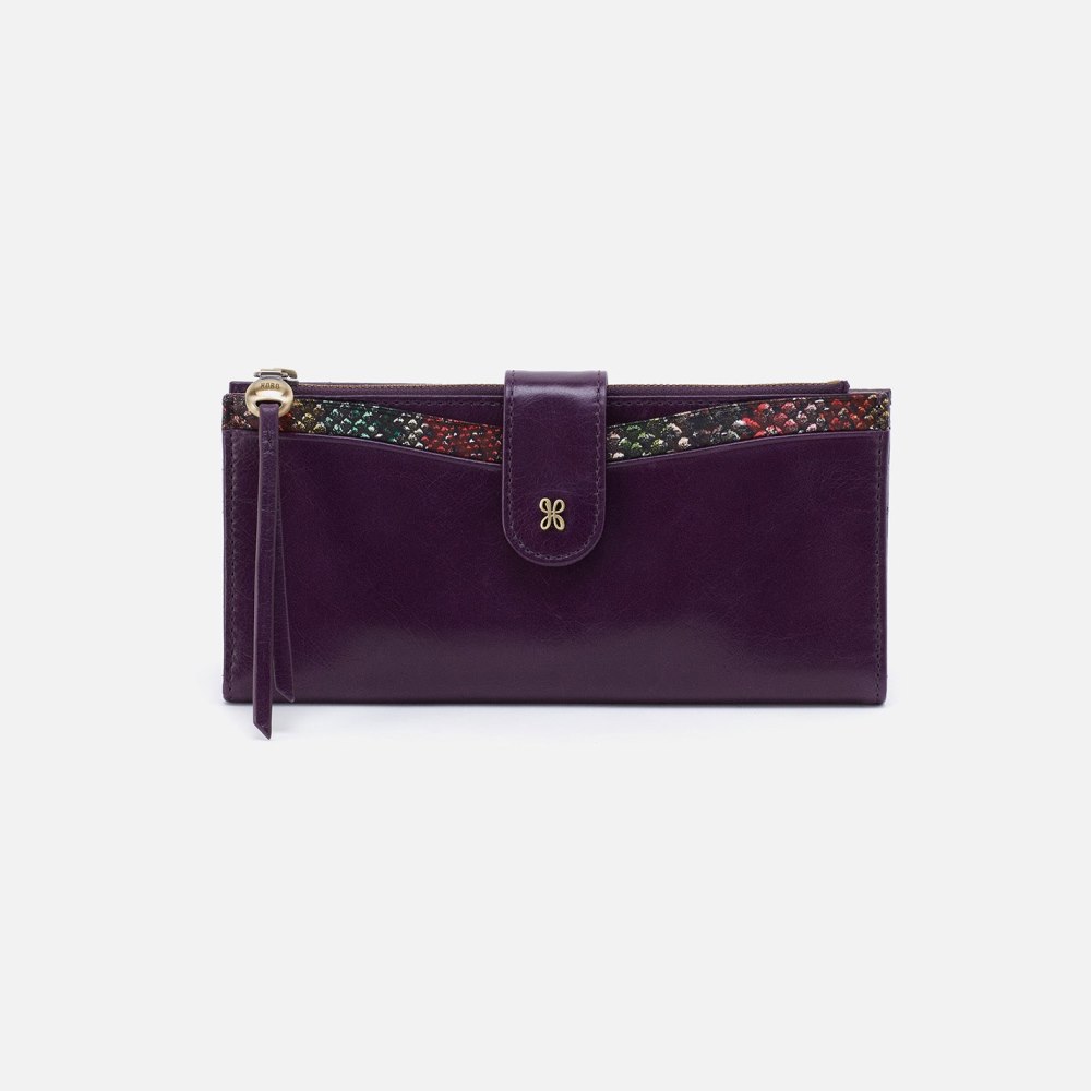 Hobo | Max Continental Wallet in Mixed Leathers - Deep Purple