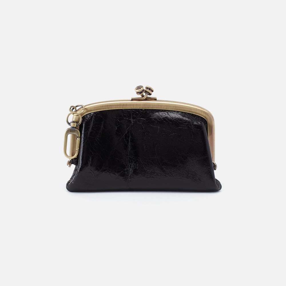 Hobo | Cheer Frame Pouch in Polished Leather - Black