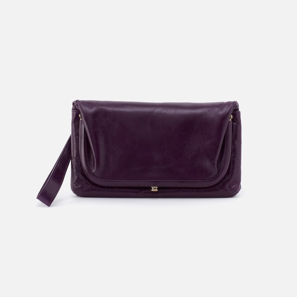 Hobo | Lauren Wristlet in Polished Leather - Deep Purple - Click Image to Close