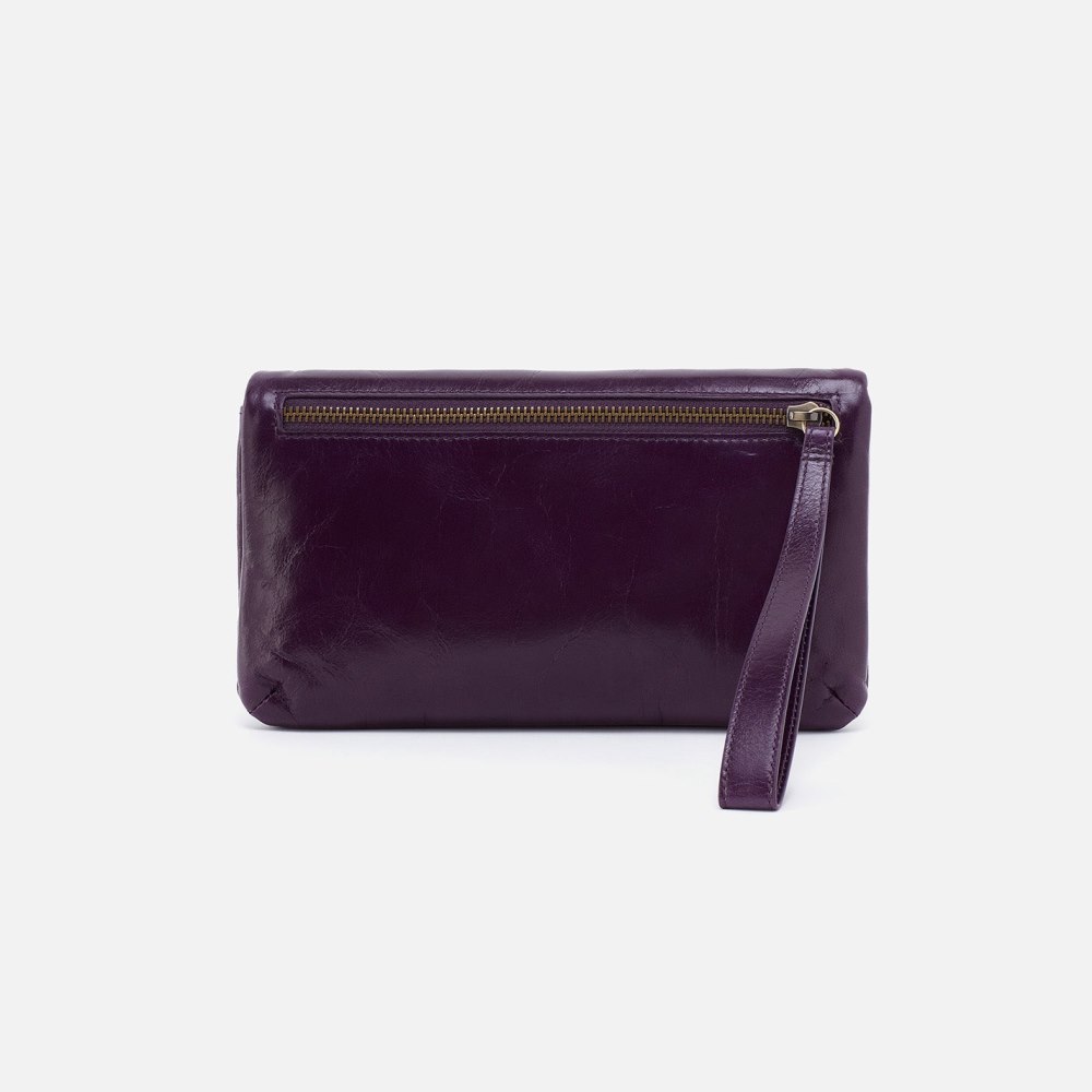 Hobo | Lauren Wristlet in Polished Leather - Deep Purple - Click Image to Close
