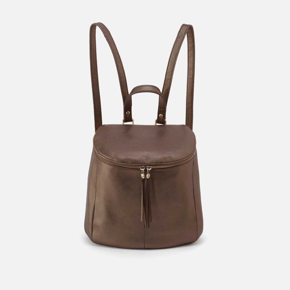 Hobo | River Backpack in Pebbled Metallic Leather - Pewter