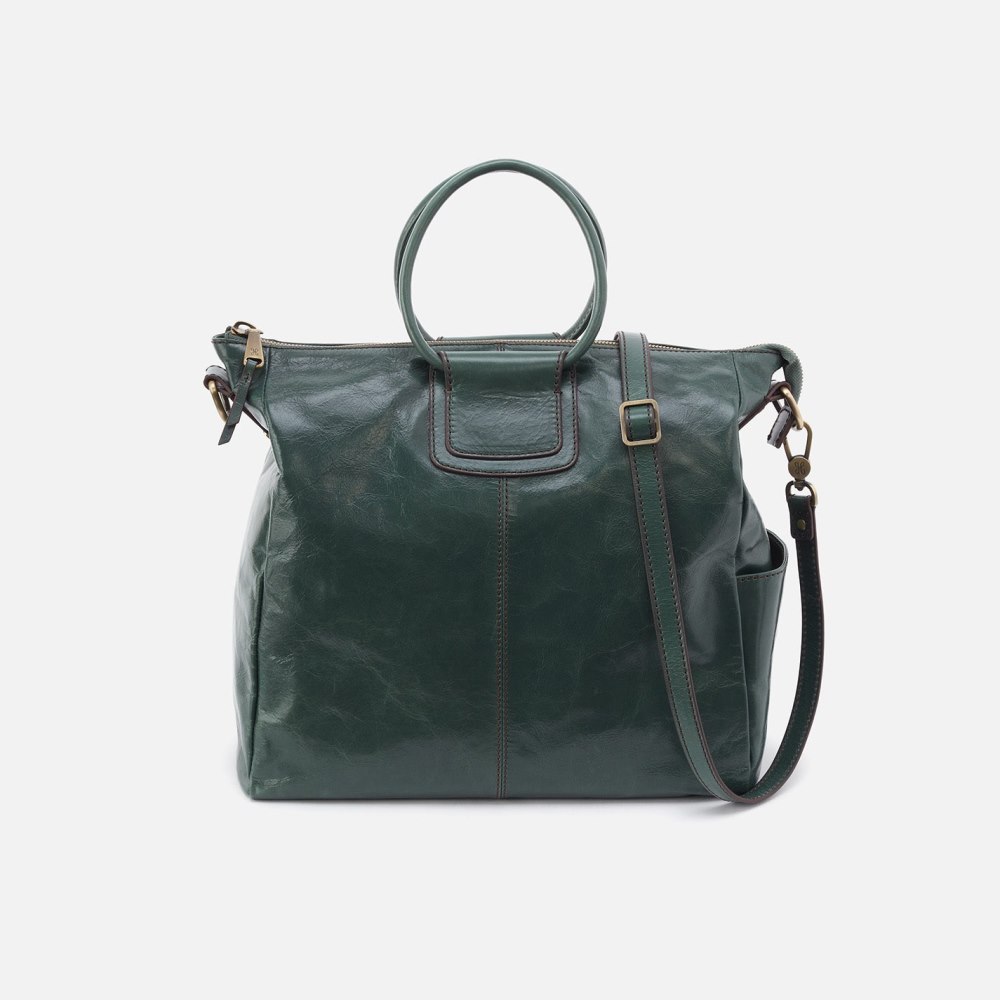 Hobo | Sheila Large Satchel in Polished Leather - Sage Leaf