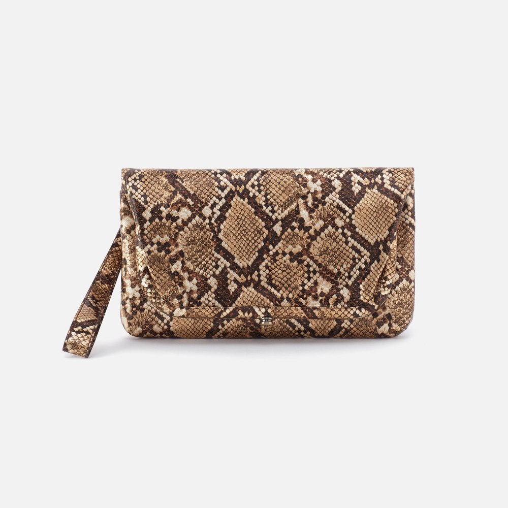 Hobo | Lauren Wristlet in Printed Leather - Golden Snake