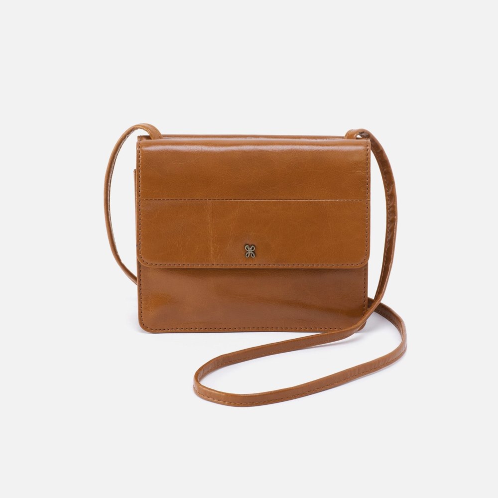 Hobo | Jill Wallet Crossbody in Polished Leather - Truffle