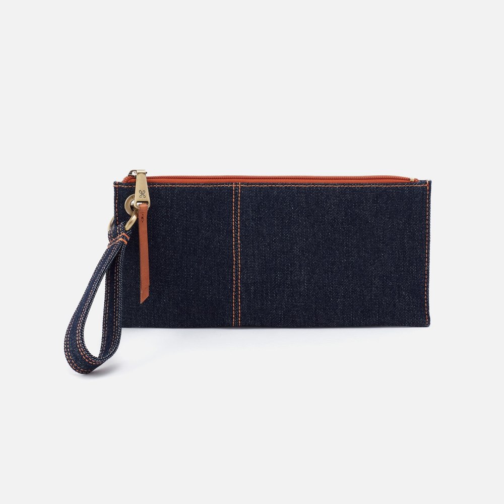 Hobo | Vida Wristlet in Denim Fabric - Dark Denim