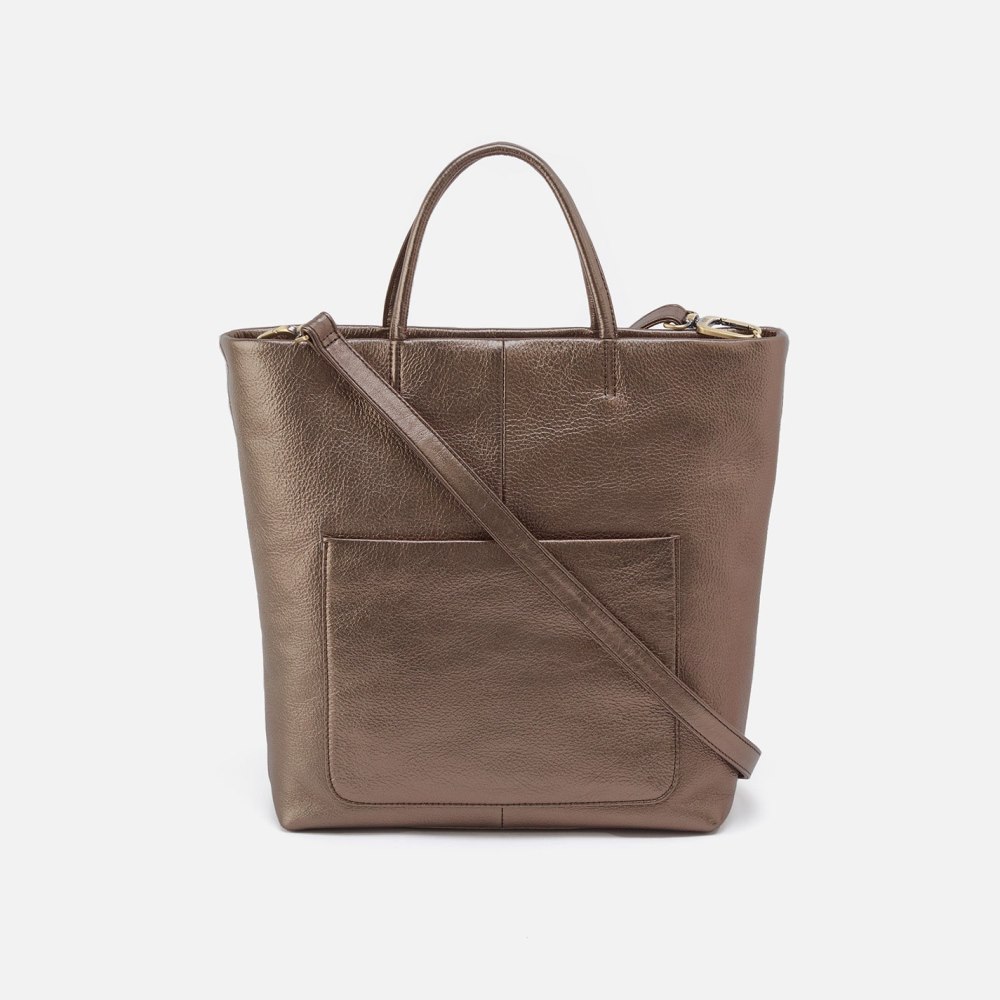 Hobo | Tripp Tote in Pebbled Metallic Leather - Pewter