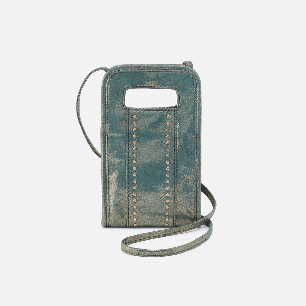 Hobo | Ace Phone Crossbody in Metallic Leather - Evergreen Shimmer