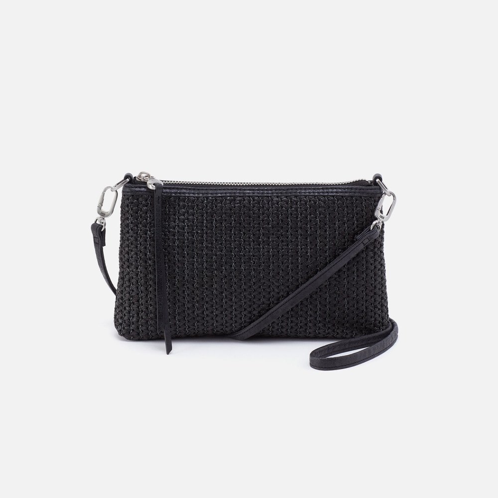 Hobo | Darcy Crossbody in Raffia With Leather Trim - Black