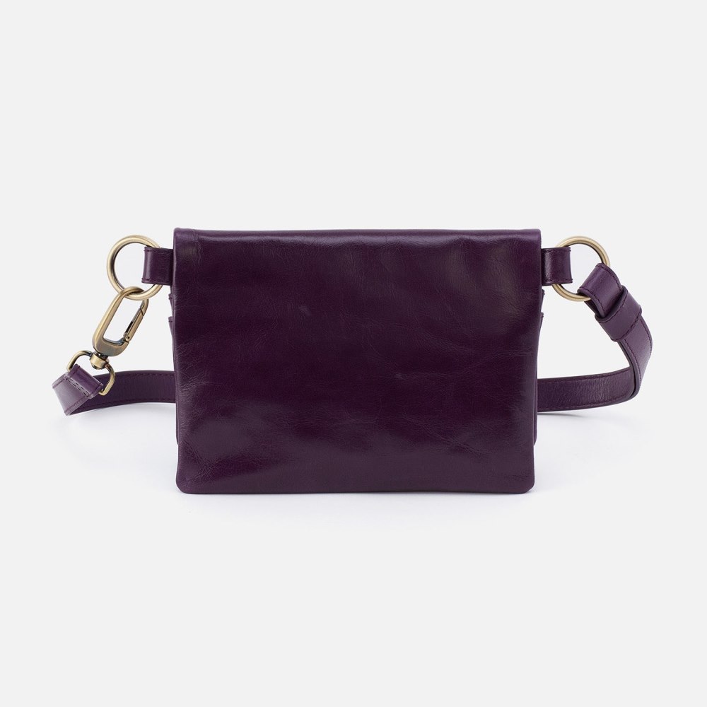 Hobo | Winn Belt Bag in Polished Leather - Deep Purple - Click Image to Close