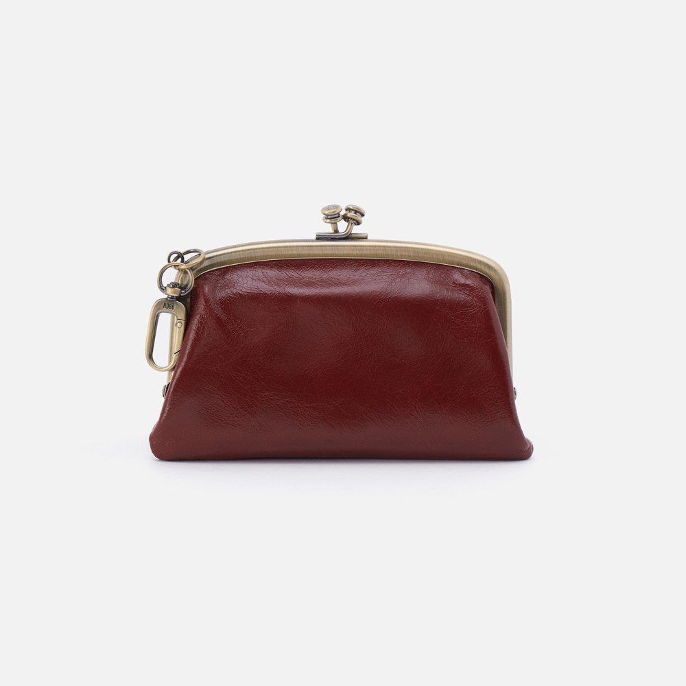 Hobo | Cheer Frame Pouch in Polished Leather - Henna