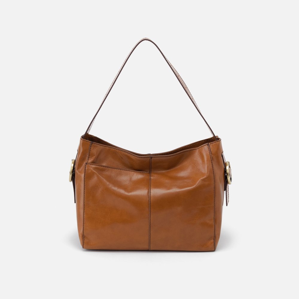 Hobo | Render Shoulder Bag in Polished Leather - Truffle
