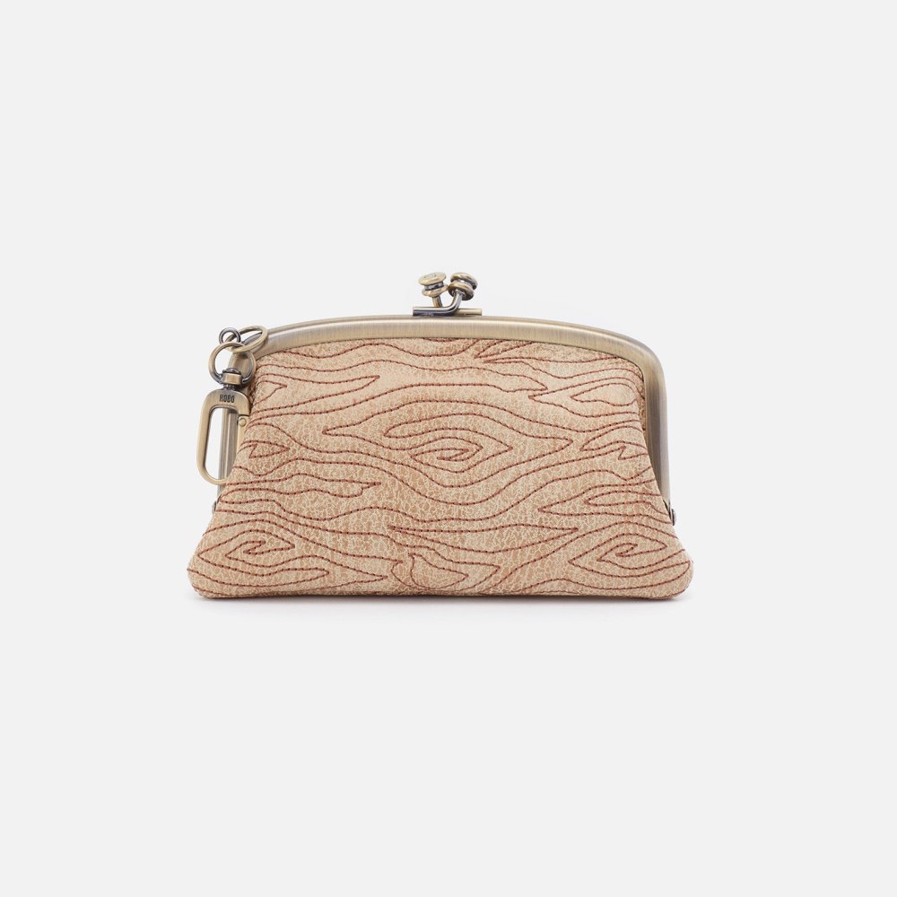 Hobo | Cheer Frame Pouch in Embroidered Metallic Leather - Gold Leaf