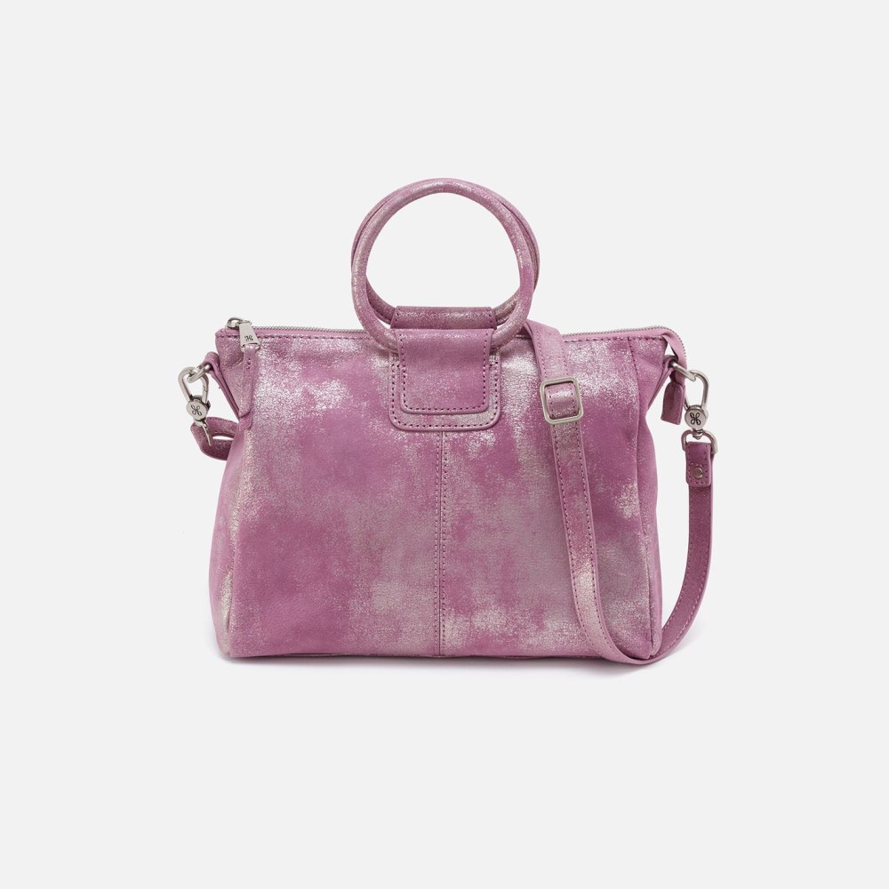 Hobo | Sheila Medium Satchel in Metallic Leather - Violet Metallic