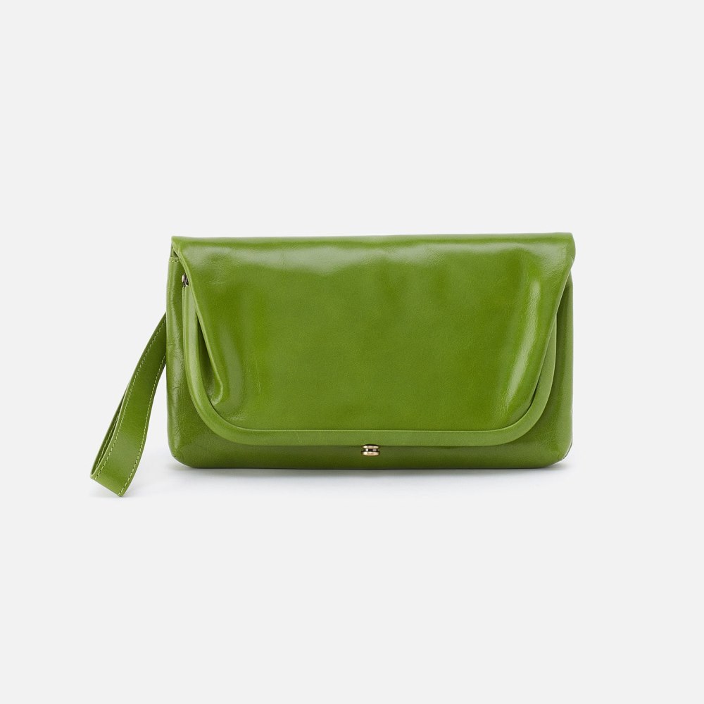 Hobo | Lauren Wristlet in Polished Leather - Garden Green
