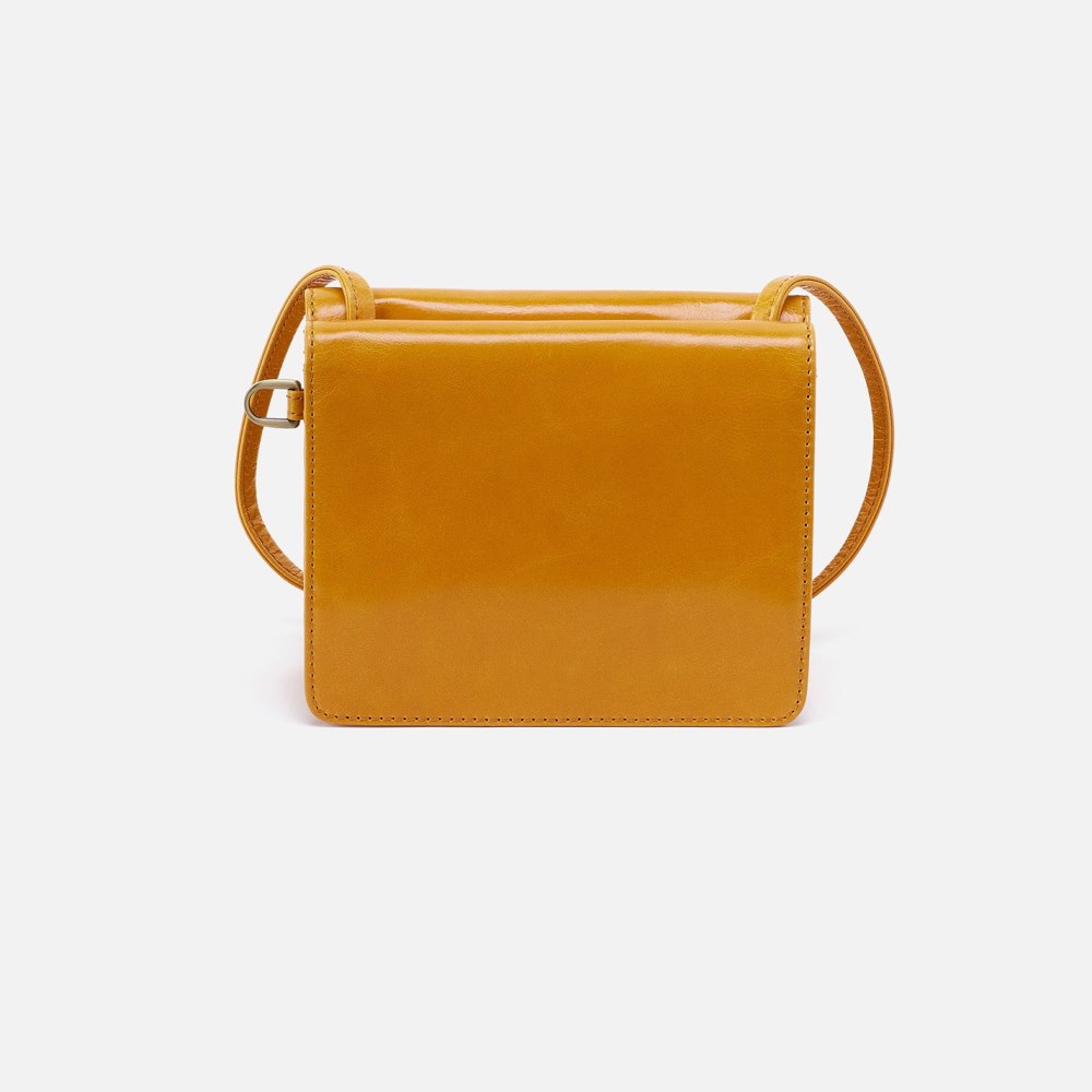 Hobo | Jill Wallet Crossbody in Polished Leather - Warm Amber - Click Image to Close