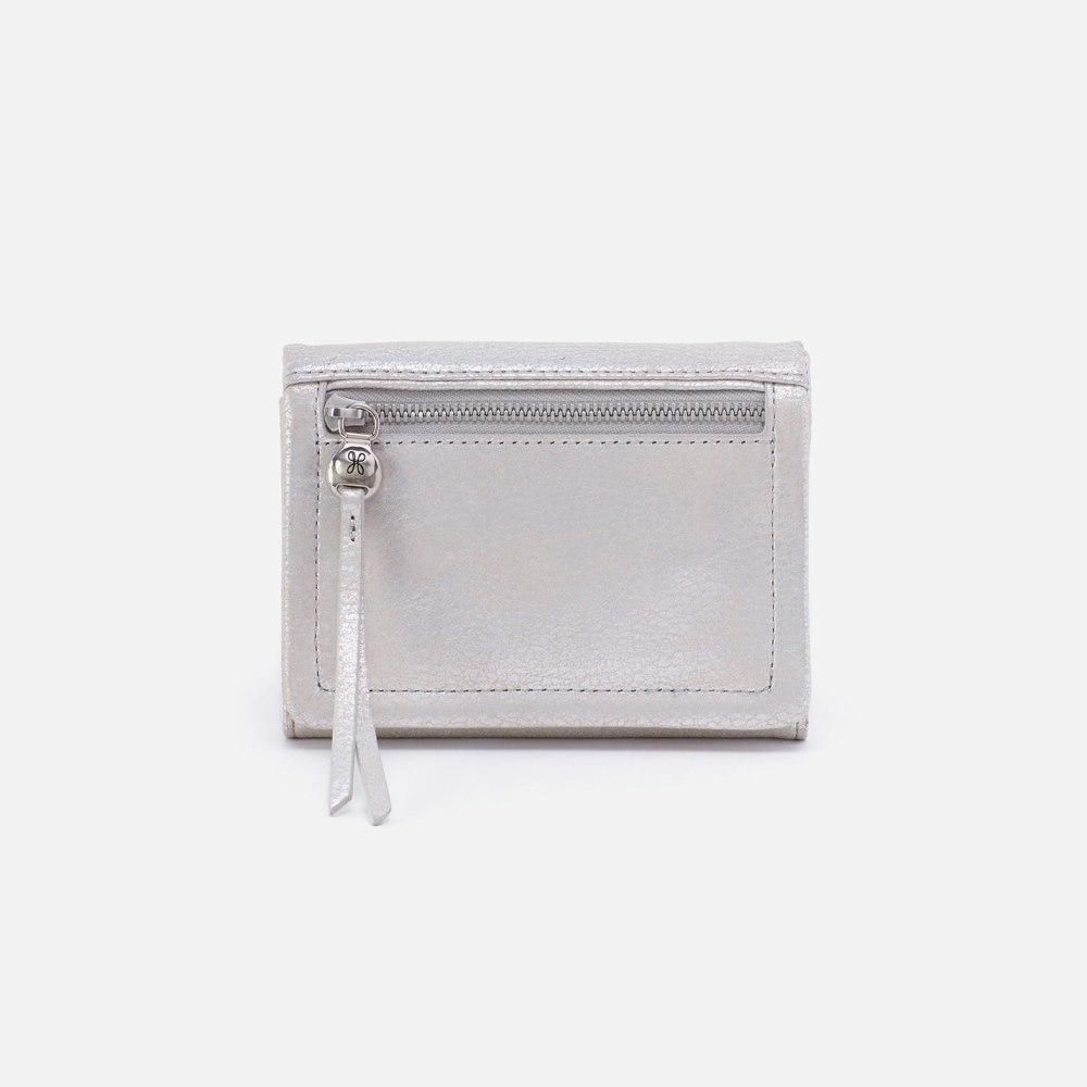 Hobo | Lumen Medium Bifold Compact Wallet in Metallic Leather - Silver