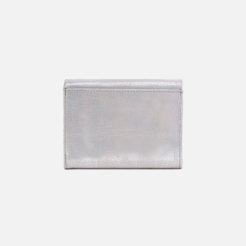 Hobo | Lumen Medium Bifold Compact Wallet in Metallic Leather - Silver