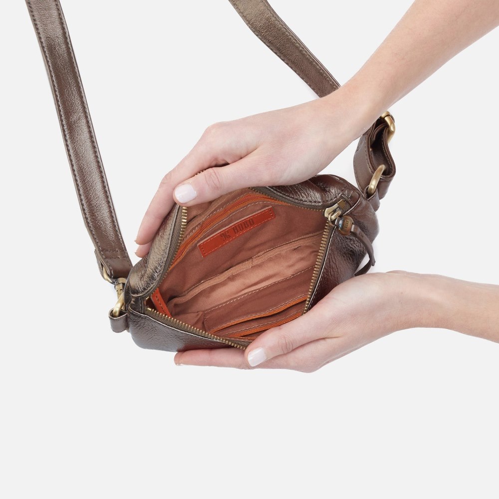 Hobo | Fern Belt Bag in Pebbled Metallic Leather - Pewter