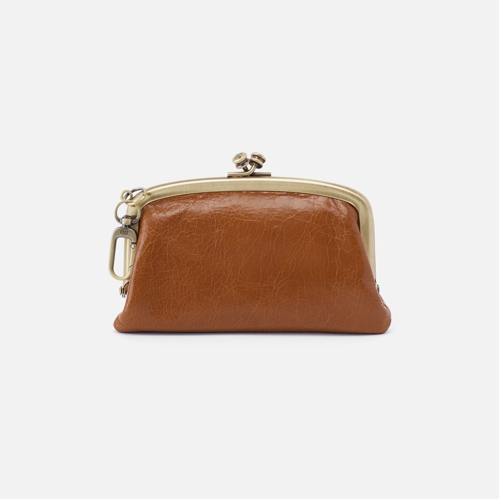 Hobo | Cheer Frame Pouch in Polished Leather - Truffle