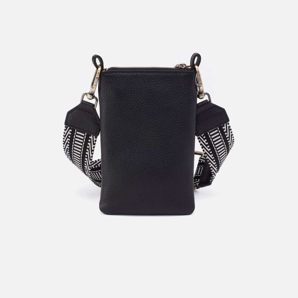 Hobo | Cia Phone Crossbody in Pebbled Leather - Black - Click Image to Close
