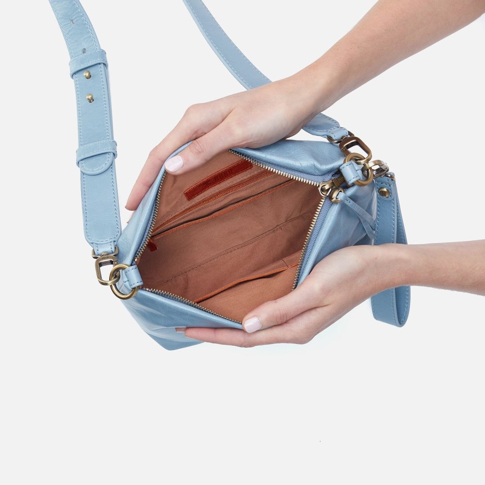 Hobo | Ashe Crossbody in Polished Leather - Cornflower - Click Image to Close
