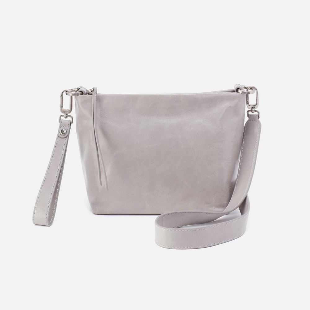 Hobo | Ashe Crossbody in Polished Leather - Light Grey