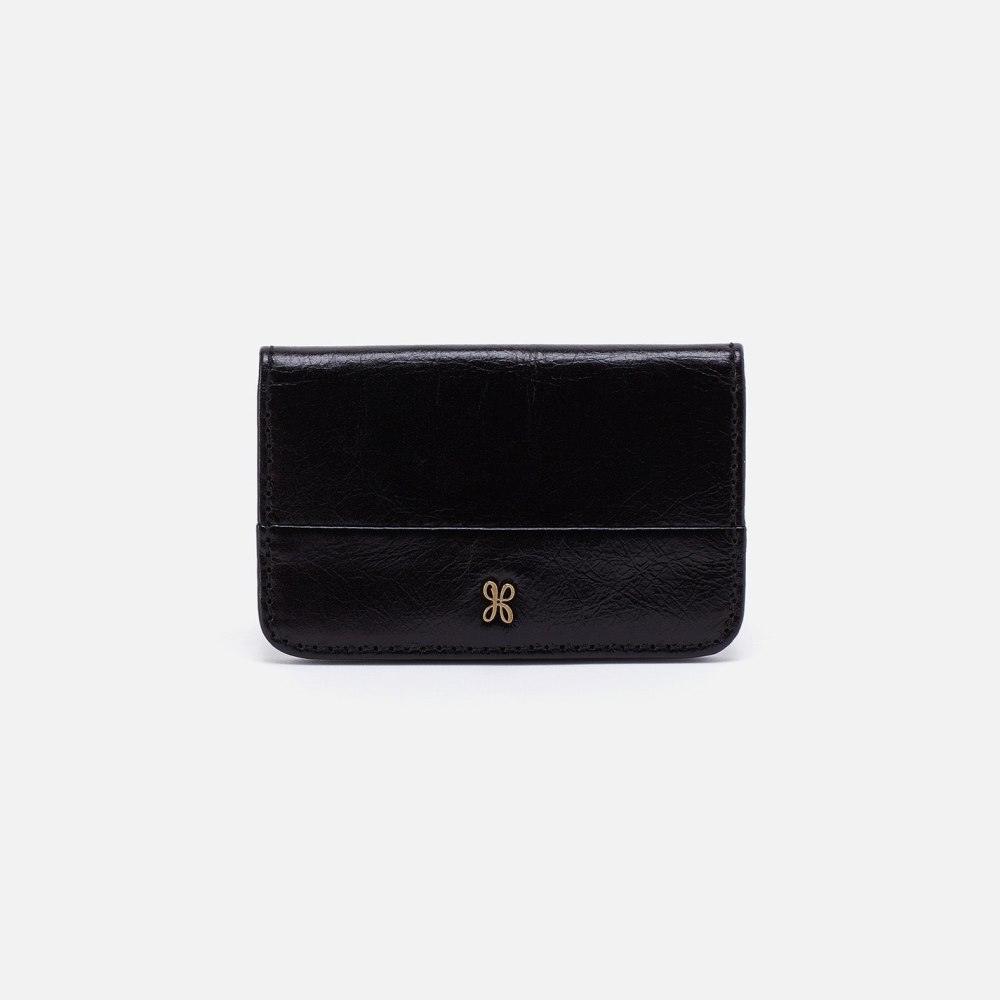 Hobo | Jill Mini Card Case in Polished Leather - Black