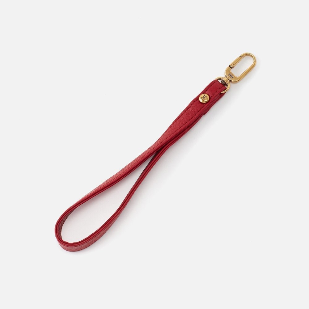 Hobo | Grip Wristlet Strap in Pebbled Leather - Scarlet