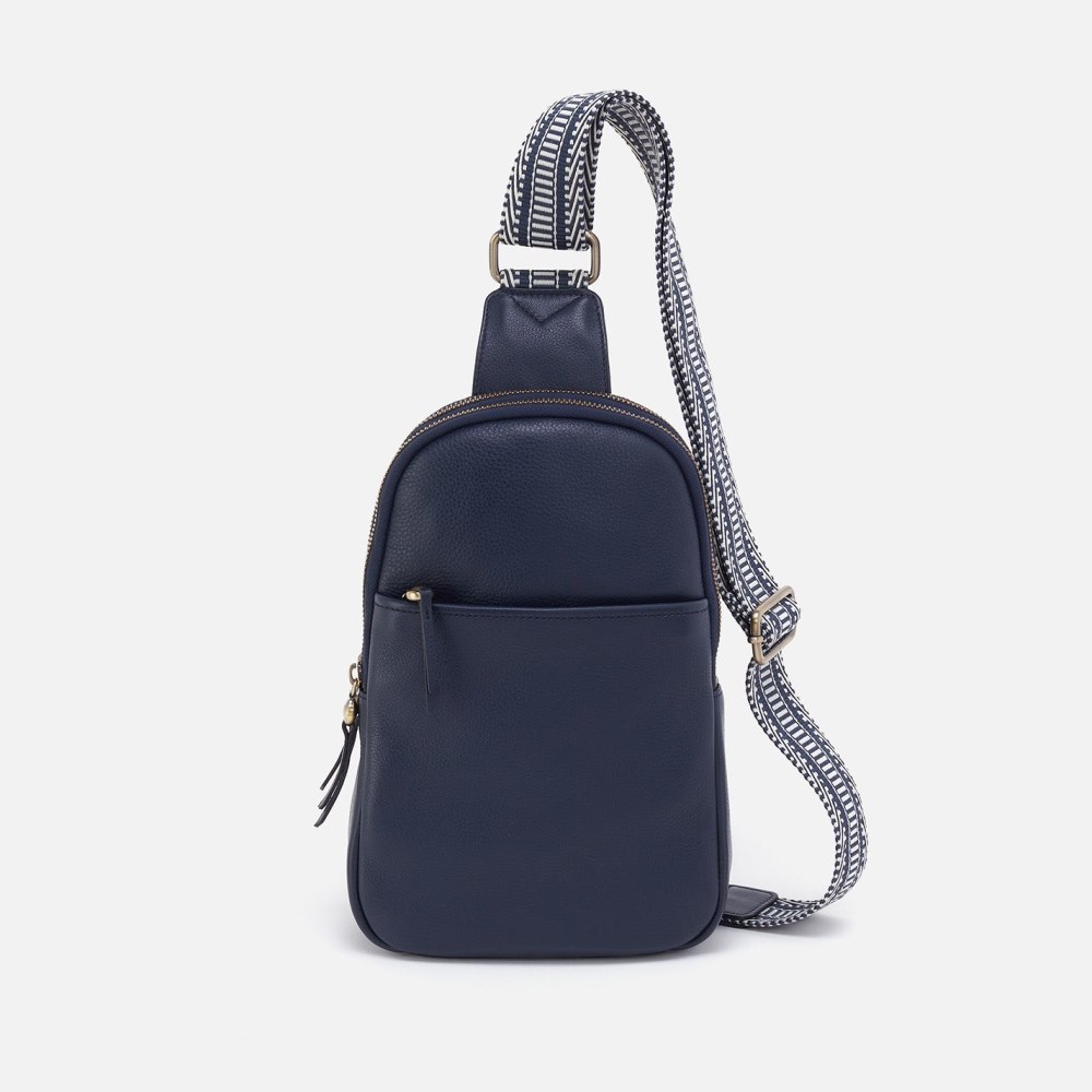 Hobo | Cass Sling in Pebbled Leather - Sapphire - Click Image to Close