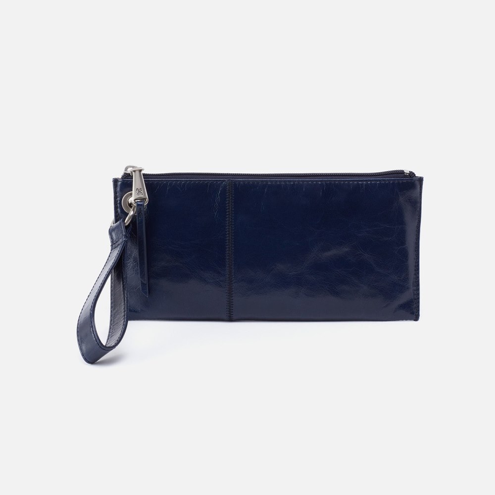 Hobo | Vida Wristlet in Polished Leather - Nightshade