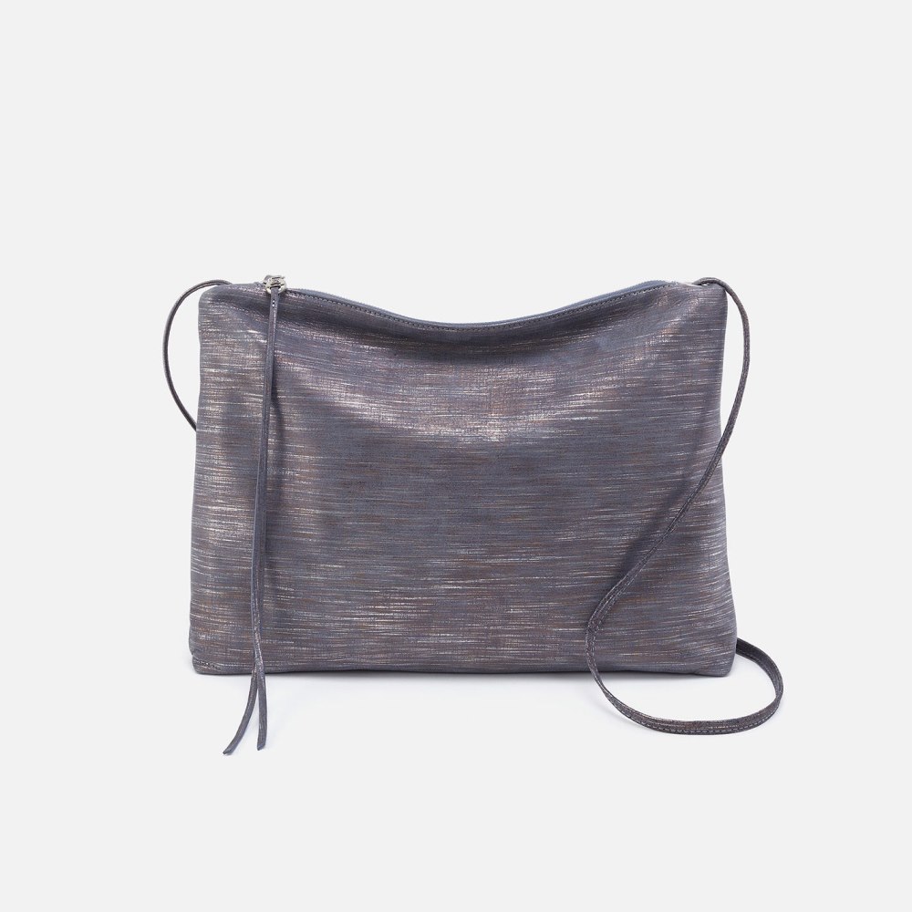 Hobo | Ziggy Crossbody in Linen Metallic Leather - Navy Linen