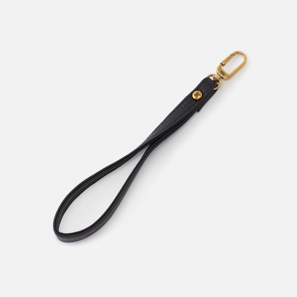 Hobo | Grip Wristlet Strap in Pebbled Leather - Black