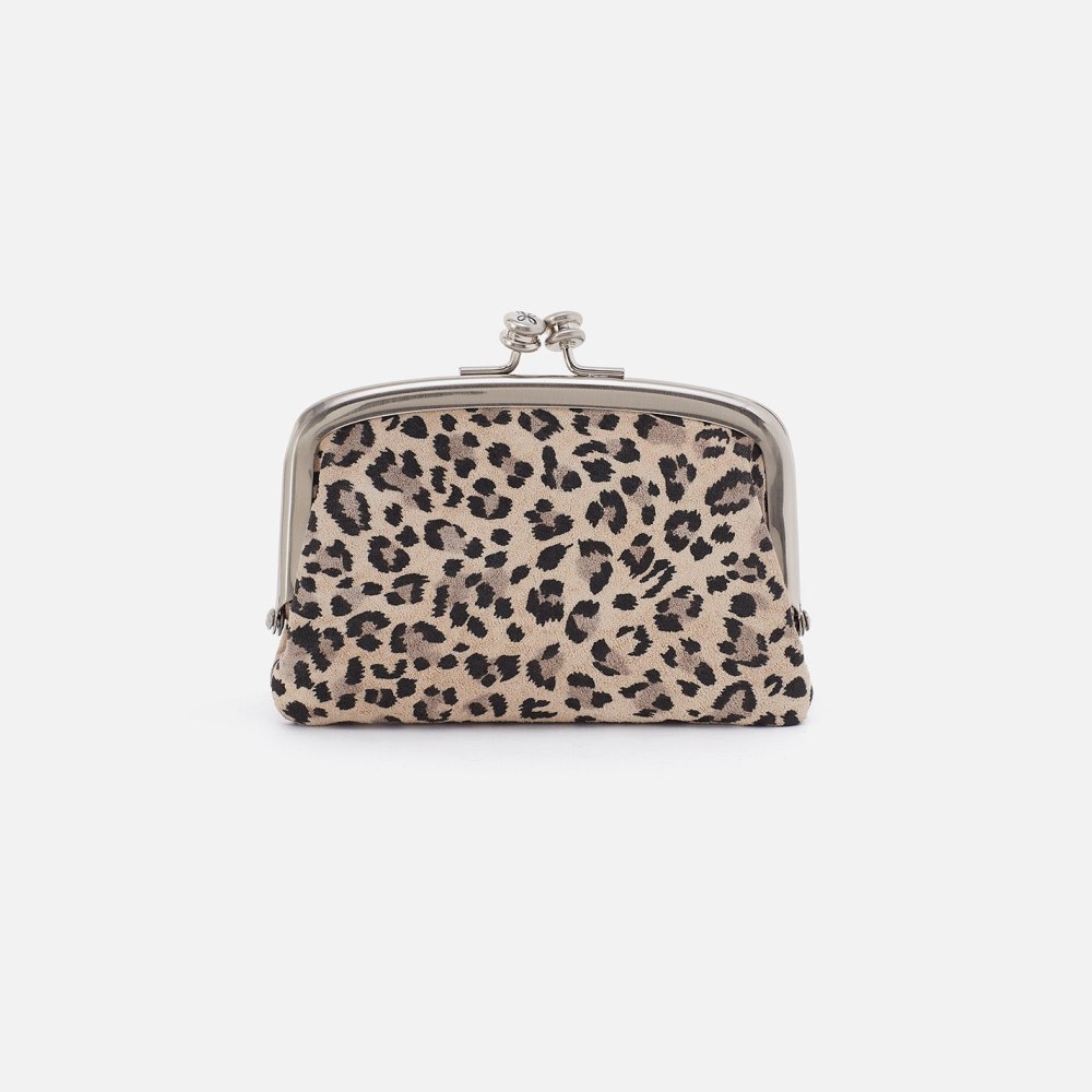 Hobo | Cora Frame Card Holder in Printed Leather - Mini Leopard