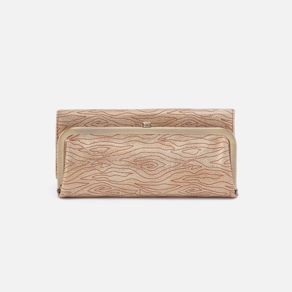 Hobo | Rachel Continental Wallet in Embroidered Metallic Leather - Gold Leaf