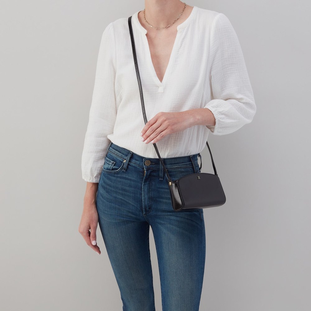 Hobo | Jesse Crossbody in Polished Leather - Black
