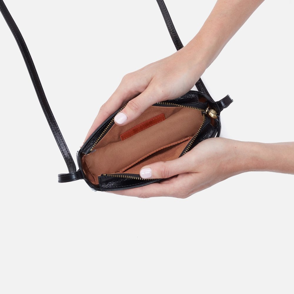 Hobo | Jesse Crossbody in Polished Leather - Black