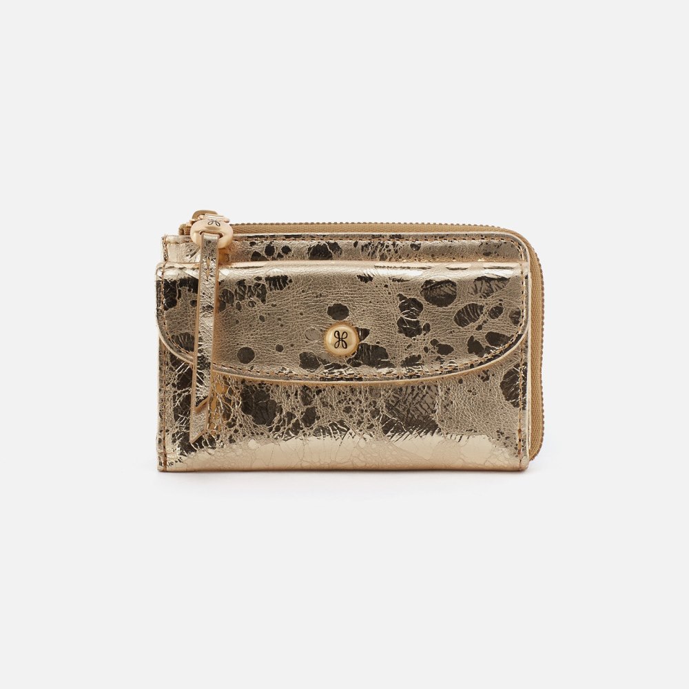 Hobo | Addi Card Case in Metallic Leather - Gilded Marble