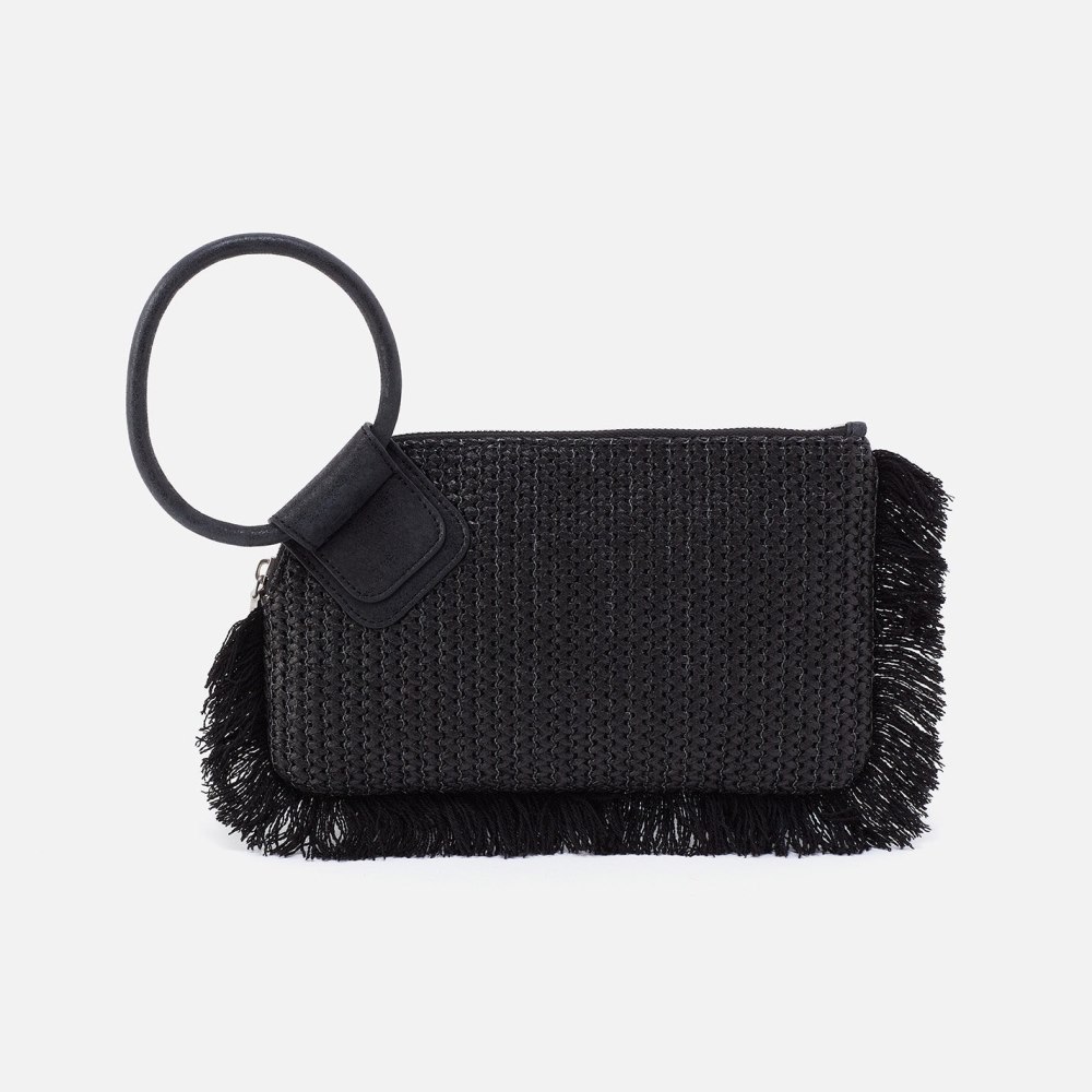 Hobo | Sable Wristlet in Raffia With Leather Trim - Black