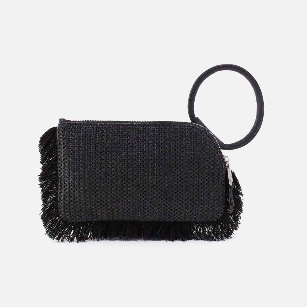 Hobo | Sable Wristlet in Raffia With Leather Trim - Black - Click Image to Close